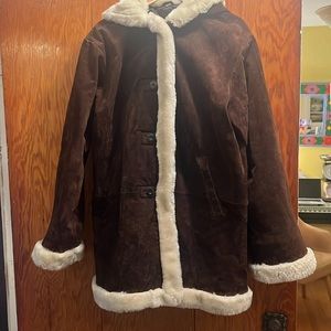 Sold Vintage Penny Lane suede Sherpa trim coat